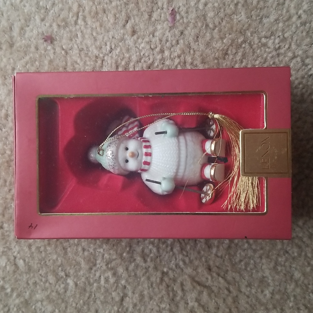 New NIB Lenox Skiing Snowman Christmas Ornament